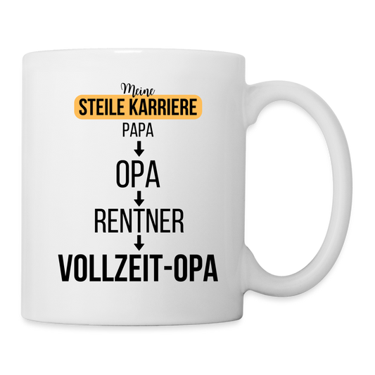 Tasse "Meine steile Karriere: Papa, Opa, Rentner, Vollzeit-Opa" - Weiß