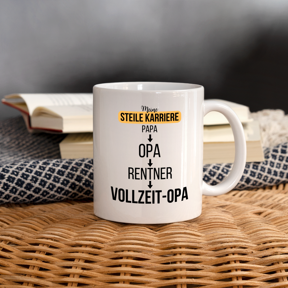 Tasse "Meine steile Karriere: Papa, Opa, Rentner, Vollzeit-Opa" - Weiß