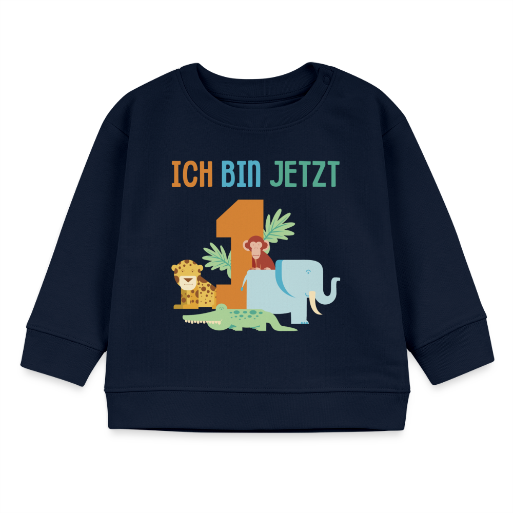 Geburtstagspullover "Ich bin jetzt 1" (Tiermotiv) - Navy