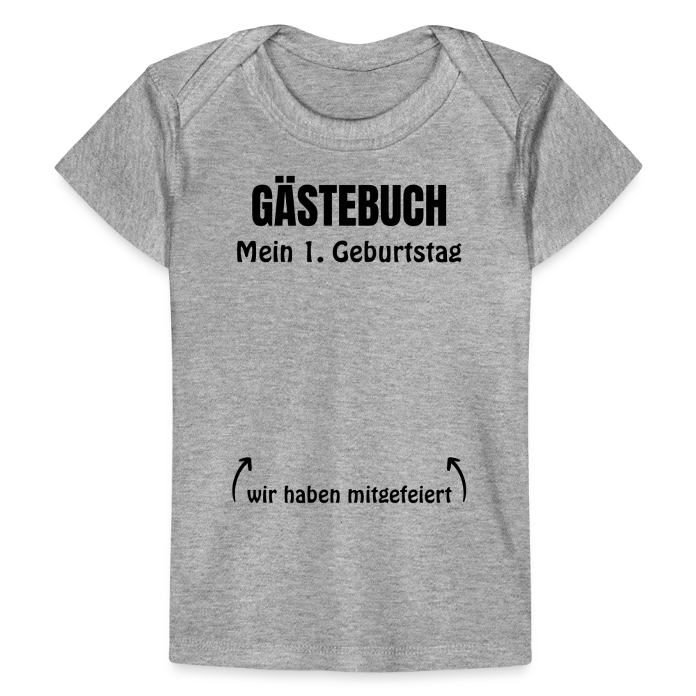 Baby Bio-T-Shirt "Gästebuch 1. Geburtstag" - Grau meliert