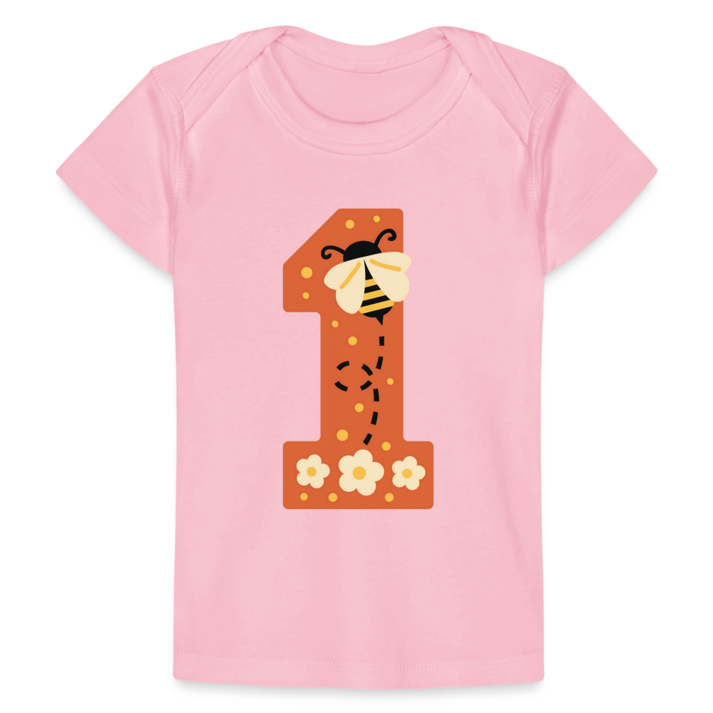 Baby Bio-T-Shirt "1. Geburtstag" (Niedliche Biene) - Hellrosa