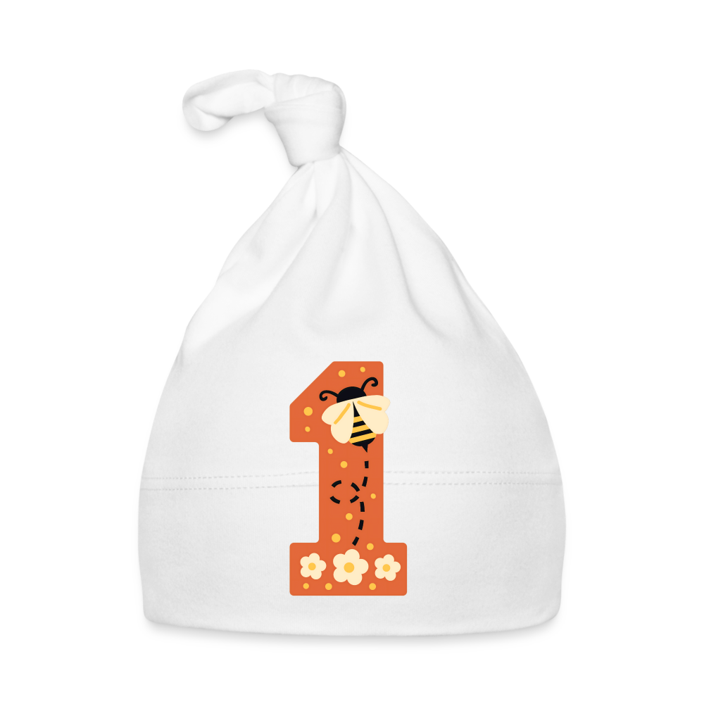 Baby Mütze "1. Geburtstag" (Niedliche Biene) - Weiß