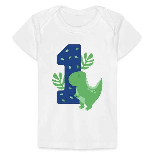 Baby Bio-T-Shirt "Dinosaurier mit der Eins" - Weiß