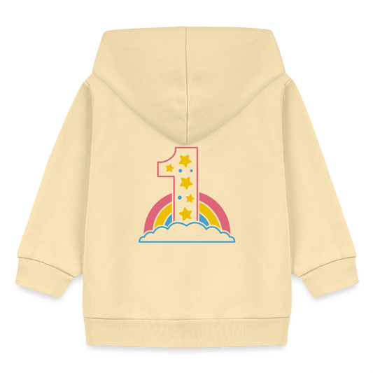 Baby Strickjacke "1 mit Regenbogen und Wolken" - Creme