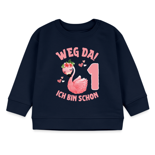 Geburtstagspullover "Weg da! Ich bin schon 1" (Flamingo) - Navy