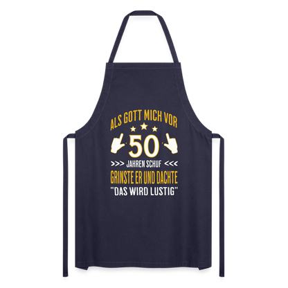 Kochschürze "Als Gott mich vor 50 Jahren schuf, grinste er" - Navy