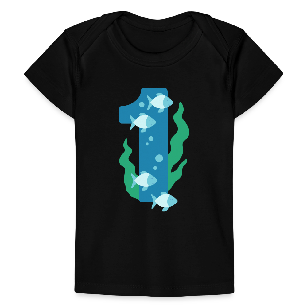 Baby Bio-T-Shirt "1 mit Fischen" - Schwarz