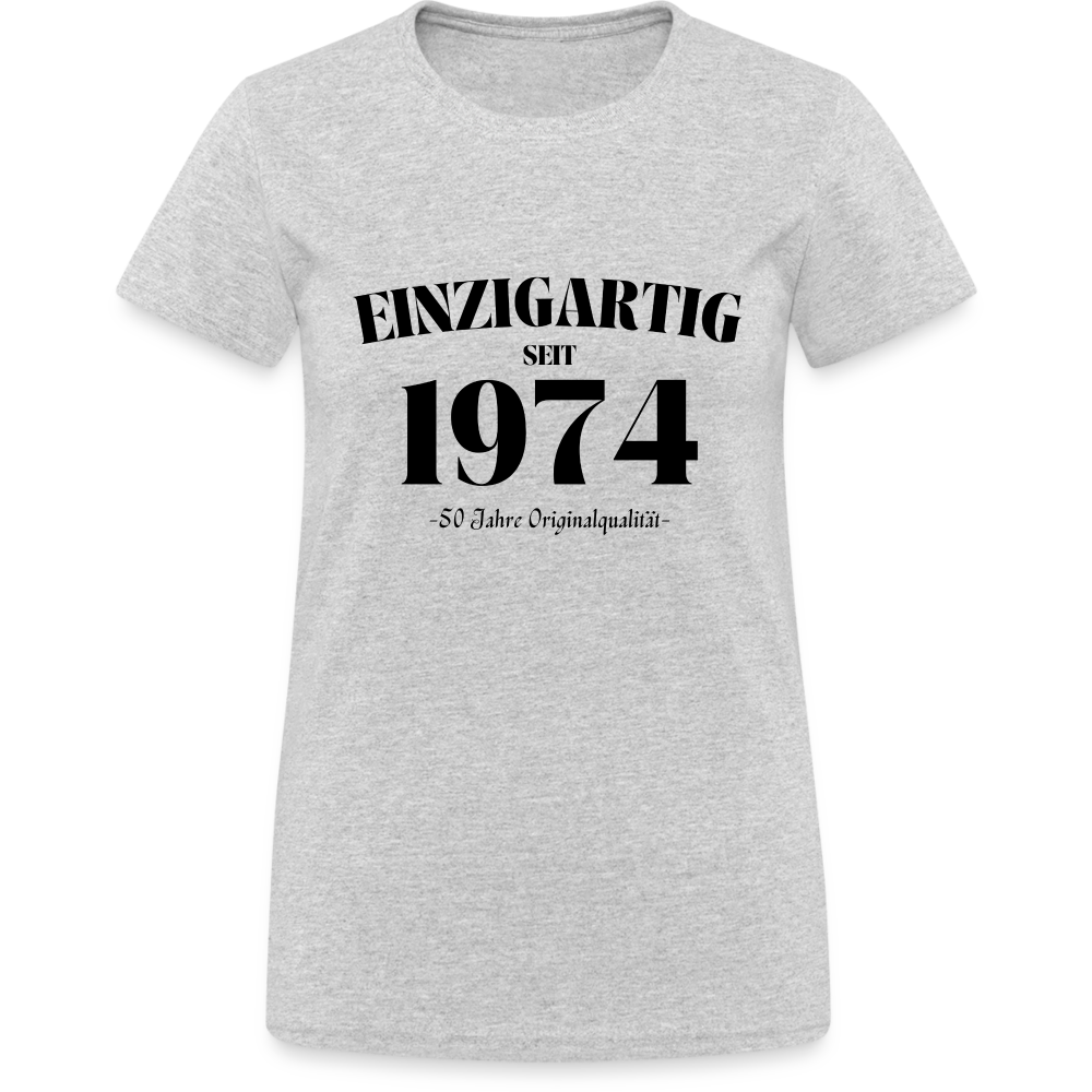 Frauen T-Shirt "Einzigartig seit 1974 - 50 Jahre Originalqualität" - Grau meliert