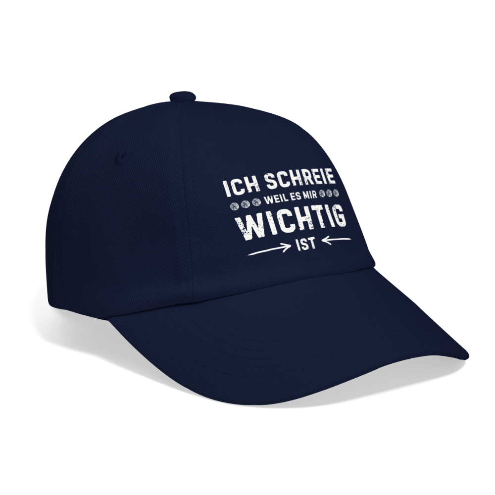 Baseballkappe "Ich schreie, weil es mir wichtig ist" - Blau/Blau