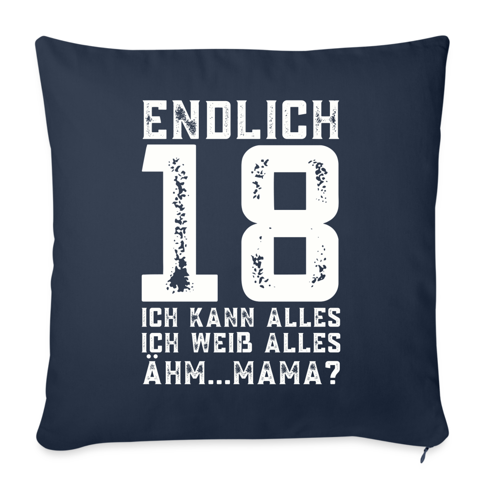 Sofakissen mit Füllung "Endlich 18 - Ich kann alles, ich weiß alles" - Navy