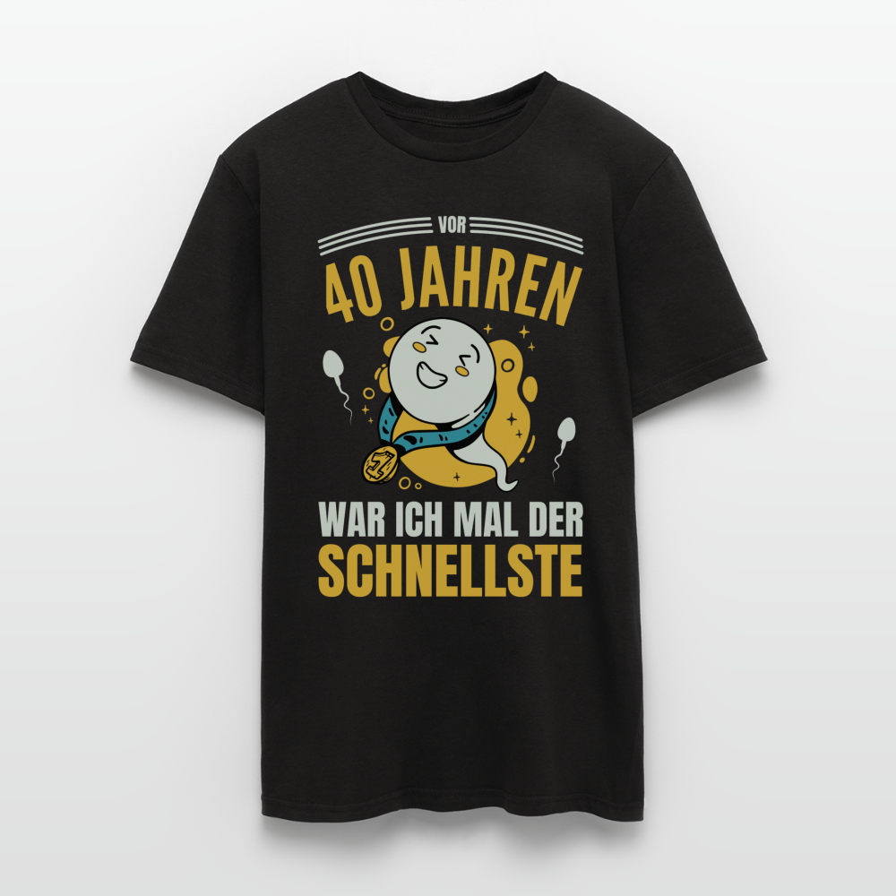 Männer T-Shirt "Vor 40 Jahren war ich mal der Schnellste" - Schwarz