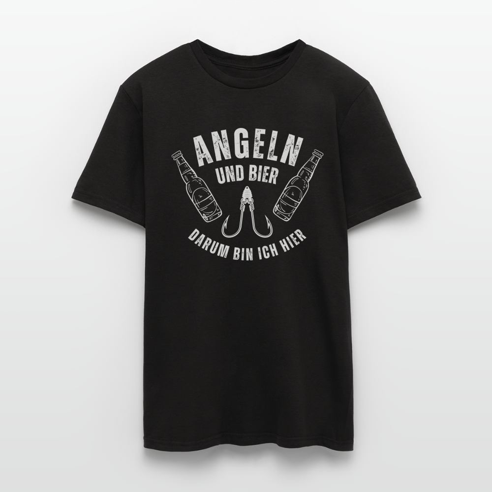 Männer T-Shirt "Angeln und Bier" - Schwarz