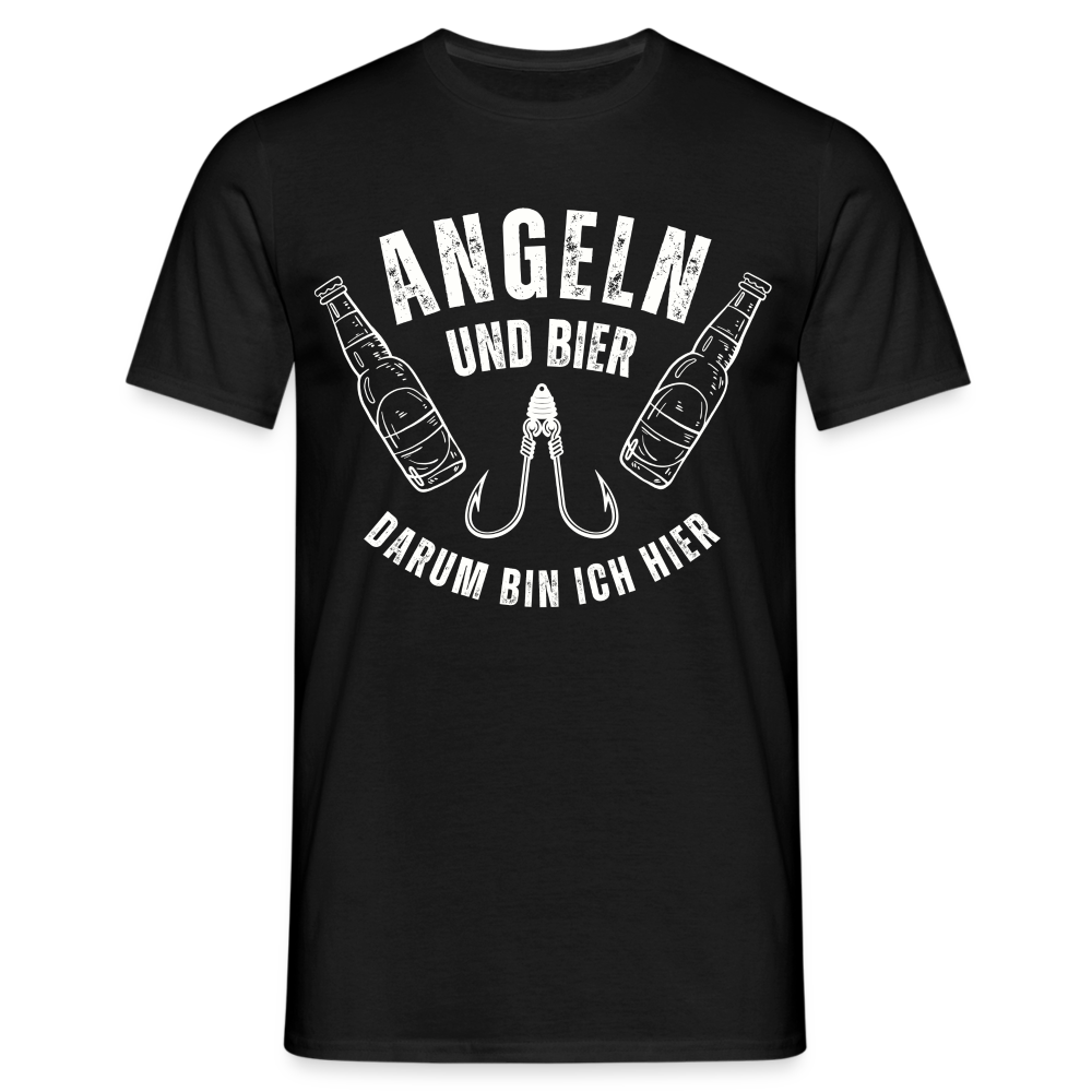 Männer T-Shirt "Angeln und Bier" - Schwarz