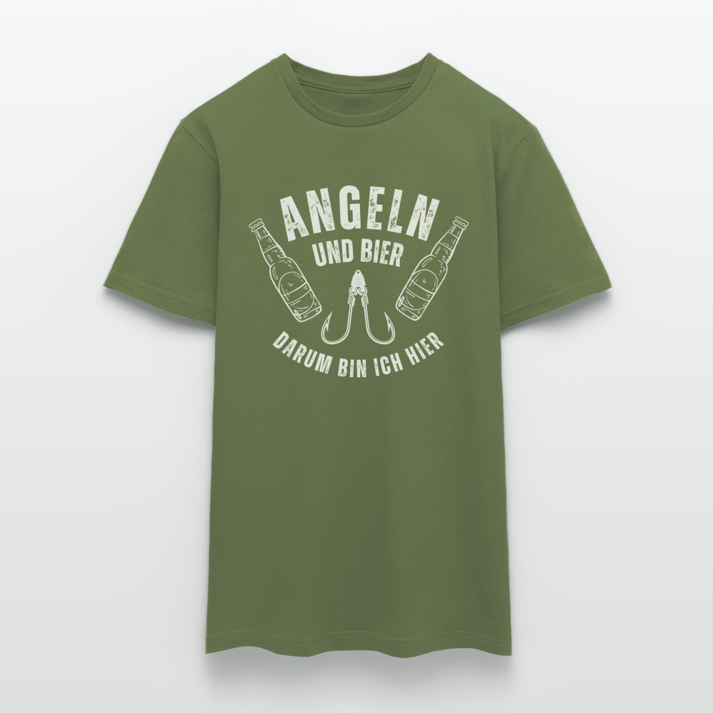 Männer T-Shirt "Angeln und Bier" - Militärgrün