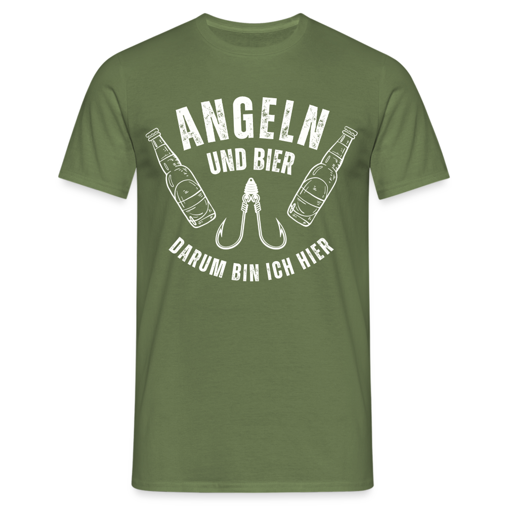 Männer T-Shirt "Angeln und Bier" - Militärgrün