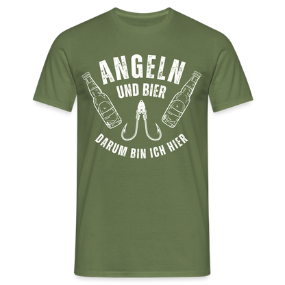 Männer T-Shirt "Angeln und Bier" - Militärgrün
