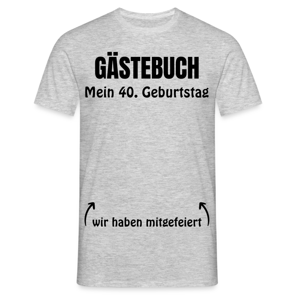 Gästebuch T-Shirt "40. Geburtstag" - Grau meliert