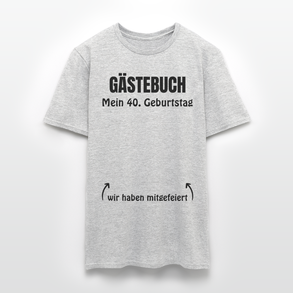 Gästebuch T-Shirt "40. Geburtstag" - Grau meliert