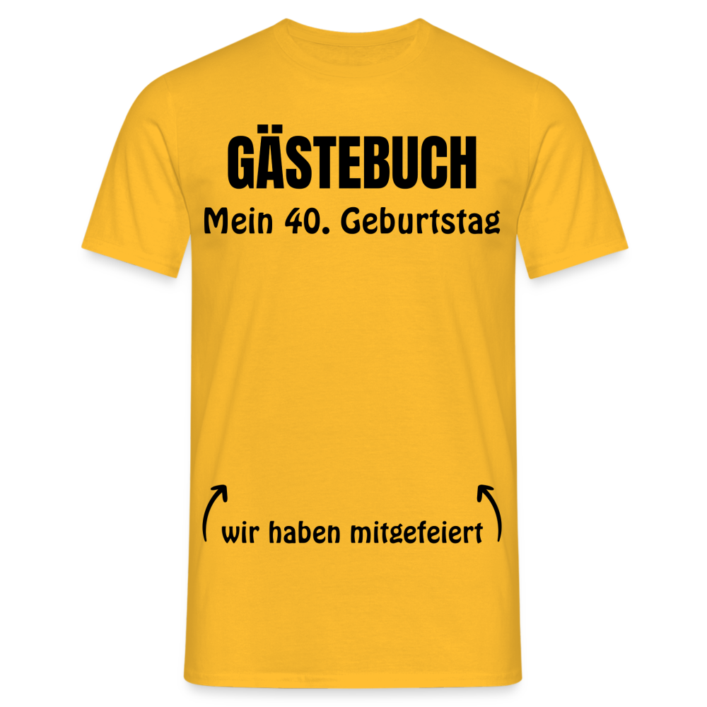 Gästebuch T-Shirt "40. Geburtstag" - Gelb