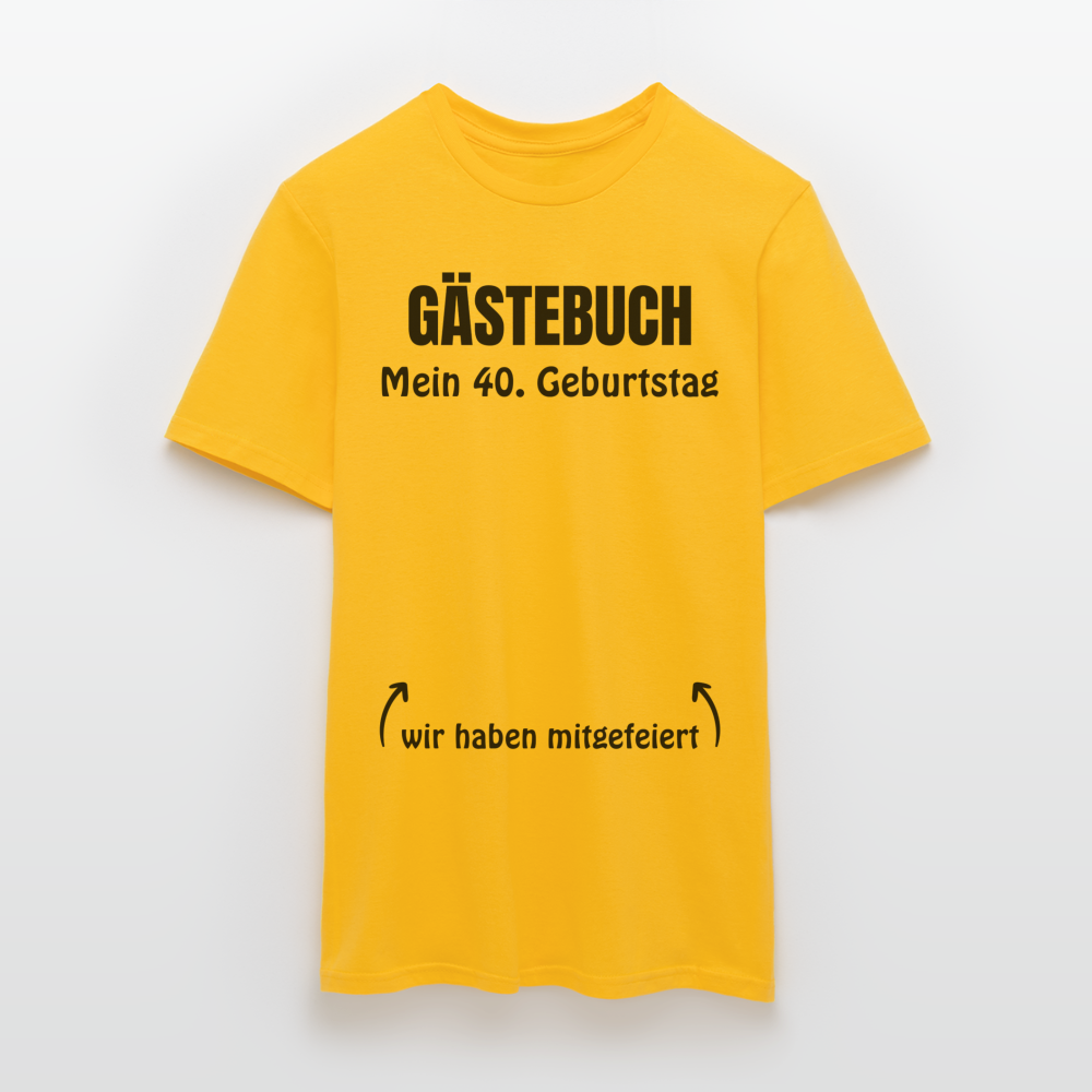 Gästebuch T-Shirt "40. Geburtstag" - Gelb