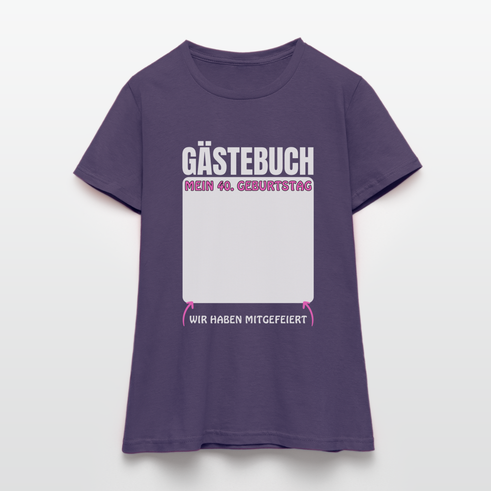 Frauen T-Shirt "Gästebuch 40. Geburtstag" - Dunkellila