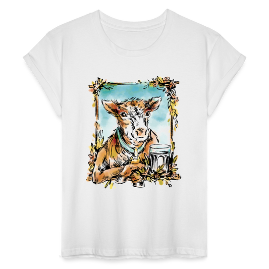 Frauen Oversize T-Shirt "Kuh Portrait" - Weiß