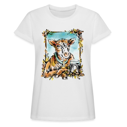 Frauen Oversize T-Shirt "Kuh Portrait" - Weiß