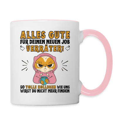 Tasse "Alles Gute für deinen neuen Job Verräter" - Weiß/Pink