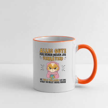 Tasse "Alles Gute für deinen neuen Job Verräter" - Weiß/Orange