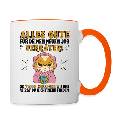 Tasse "Alles Gute für deinen neuen Job Verräter" - Weiß/Orange
