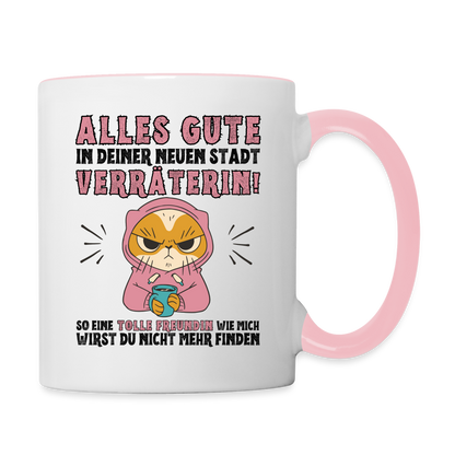 Tasse "Abschiedsgeschenk, wenn die Freundin wegzieht" - Weiß/Pink