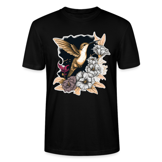 Frauen Bio-T-Shirt "Vogel mit Blumen" - Schwarz
