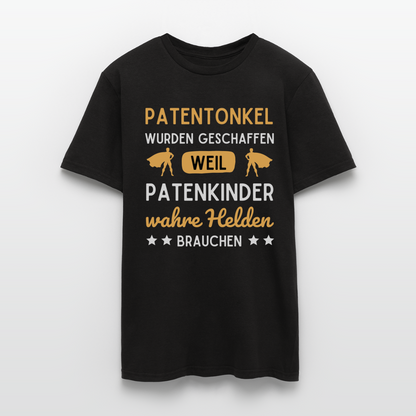 Männer T-Shirt "Patenonkel wurden geschaffen weil Patenkinder wahre Helden brauchen" - Schwarz