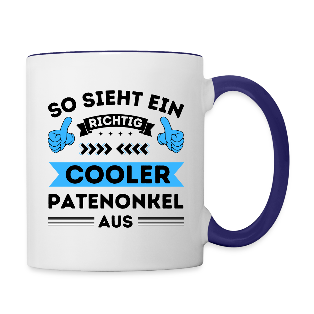 Tasse "So sieht ein richtig cooler Patenonkel aus" - Weiß/Kobaltblau