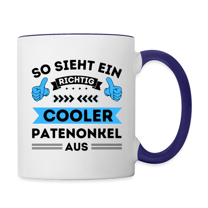 Tasse "So sieht ein richtig cooler Patenonkel aus" - Weiß/Kobaltblau