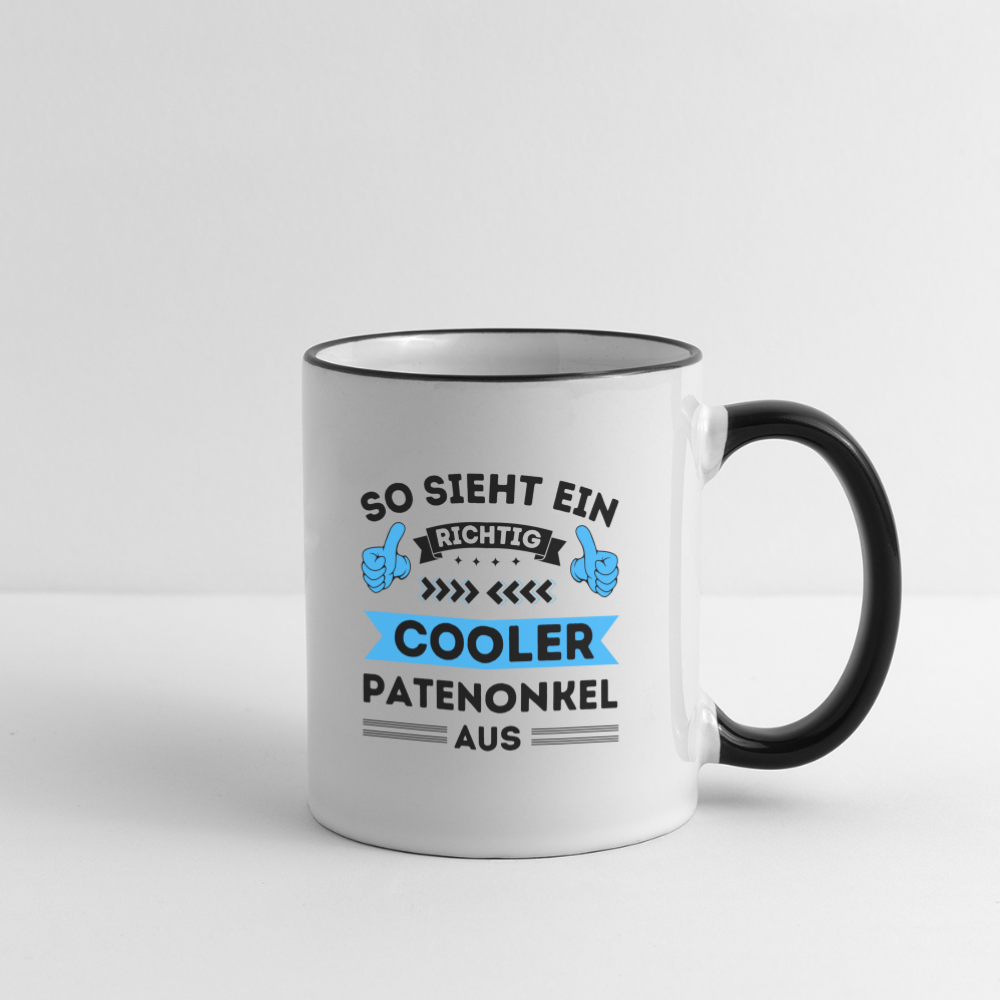 Tasse "So sieht ein richtig cooler Patenonkel aus" - Weiß/Schwarz