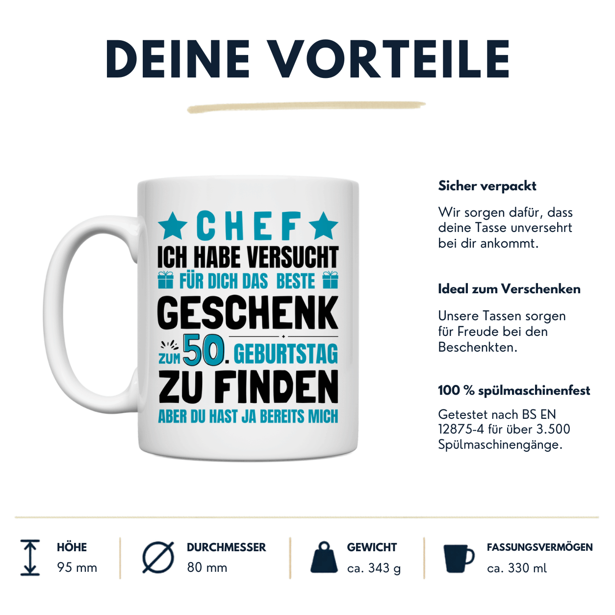 Tasse Chef 50. Geburtstag Vorteile