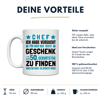 Tasse Chef 50. Geburtstag Vorteile