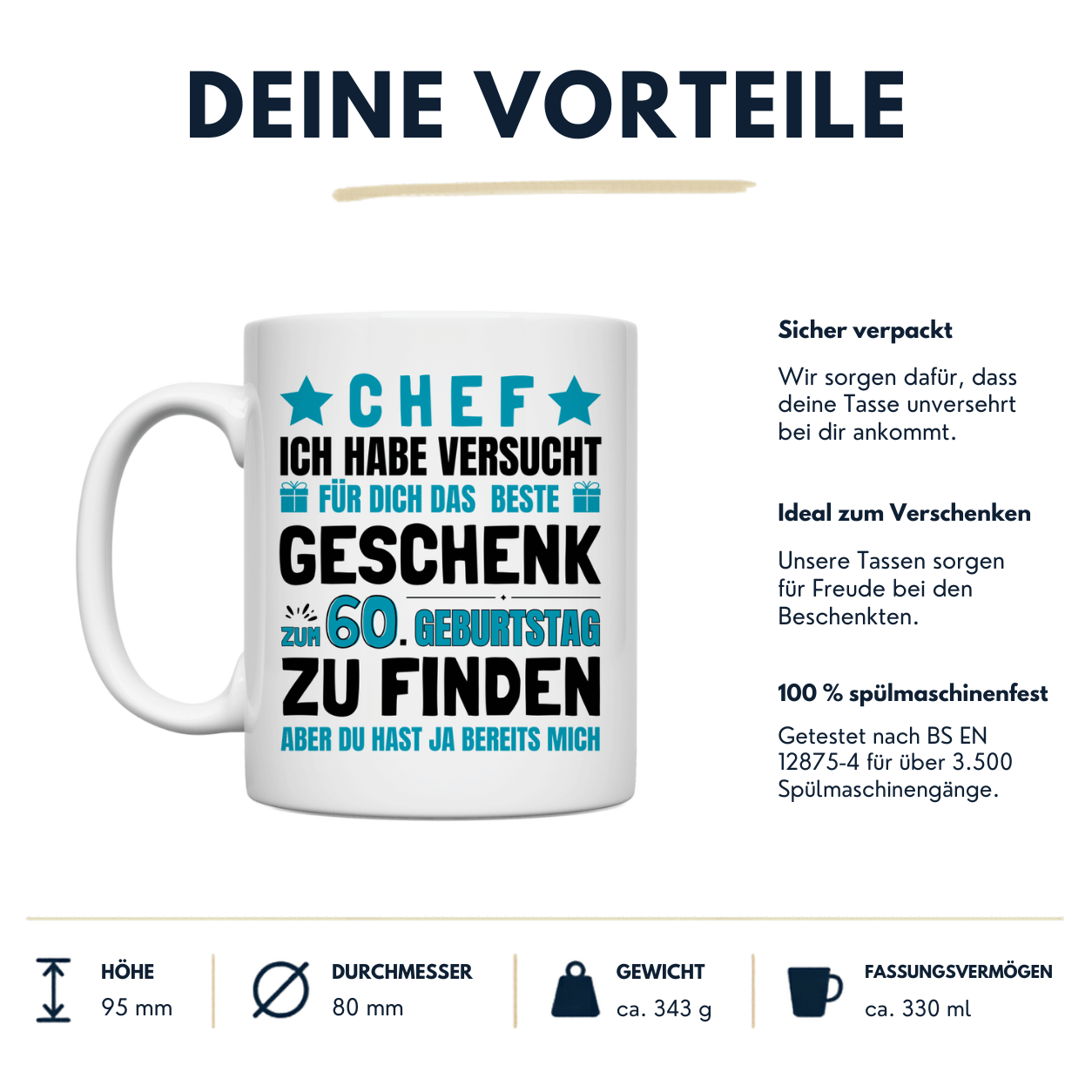 Tasse Chef Geschenk 60. Geburtstag