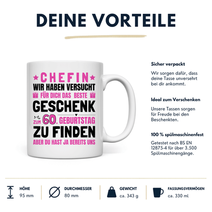 Tasse Chefin 60. Geburtstag Geschenk Vorteile