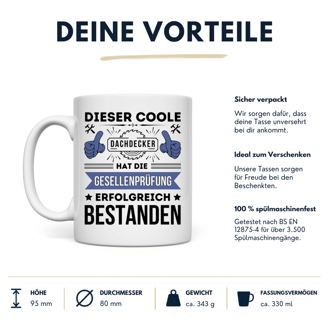 Tasse Dachdecker Gesellenprüfung bestanden Vorteile