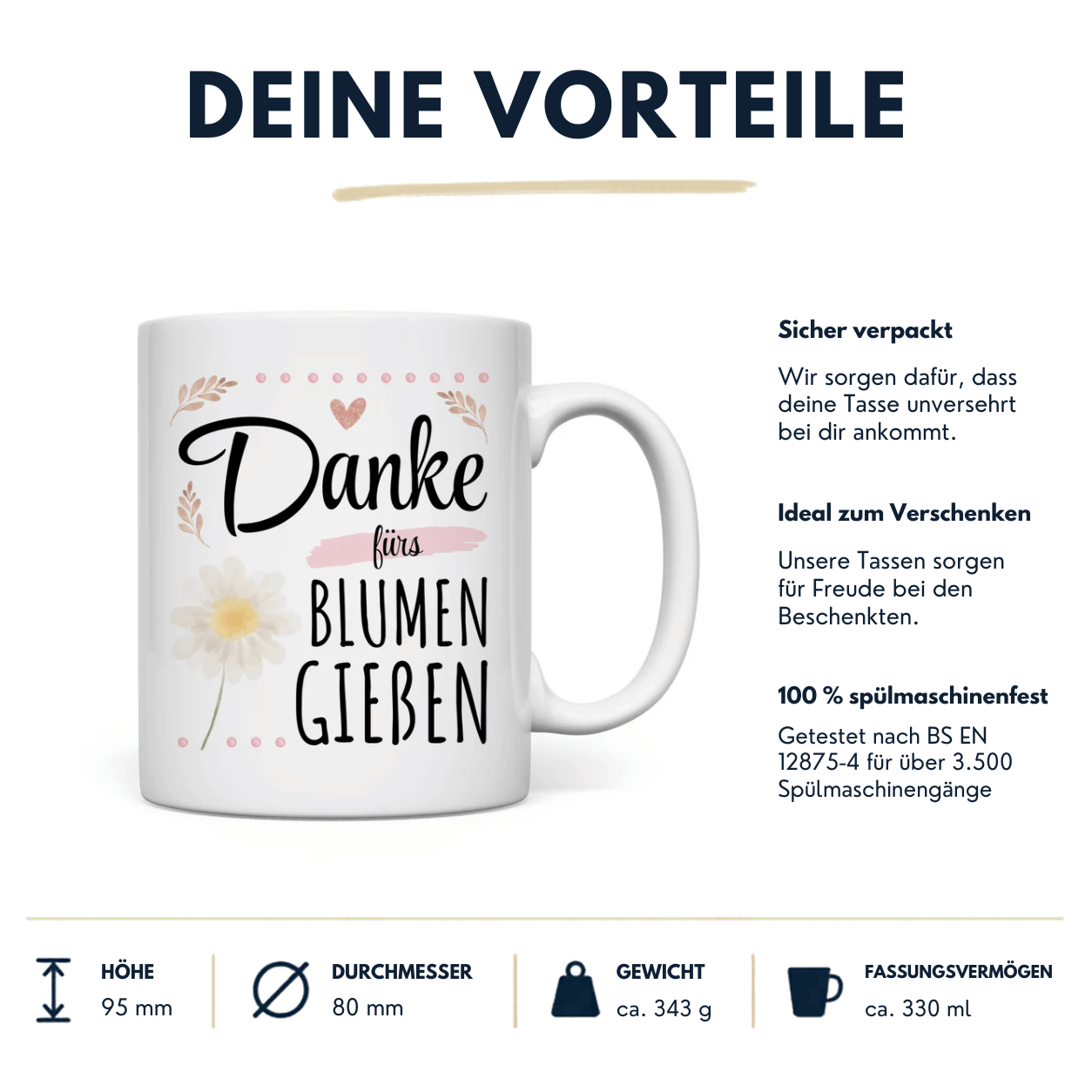 Tasse "Danke fürs Blumen gießen" Vorteile