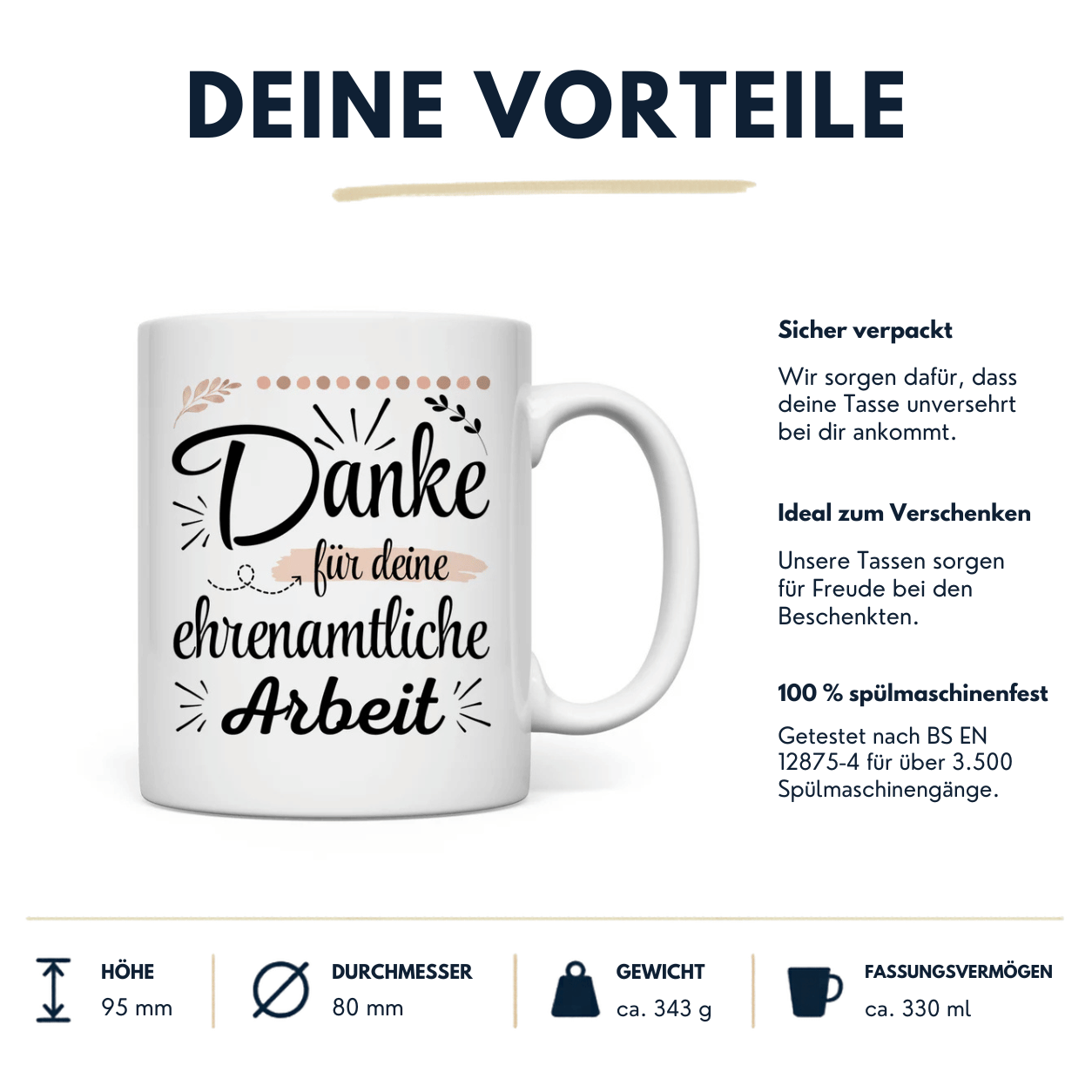 Tasse "Danke für deine ehrenamtliche Arbeit" Vorteile