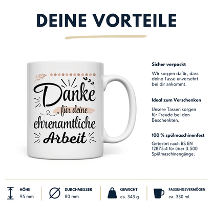 Tasse "Danke für deine ehrenamtliche Arbeit" Vorteile