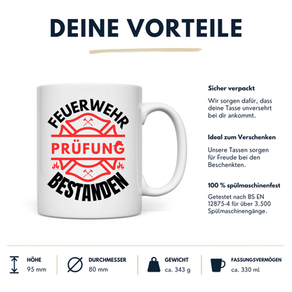 Tasse "Feuerwehr Prüfung bestanden" Vorteile