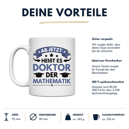 Tasse "Ab jetzt heißt es Doktor der Mathematik"