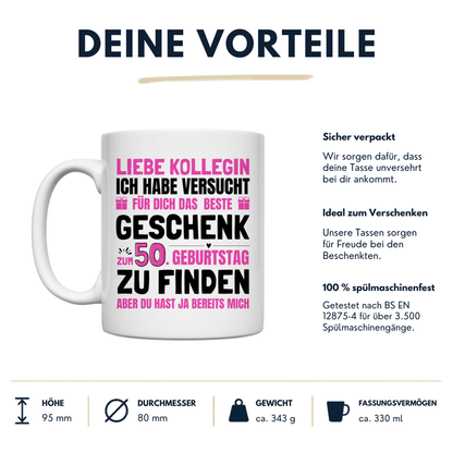 Tasse Kollegin 50. Geburtstag Vorteile