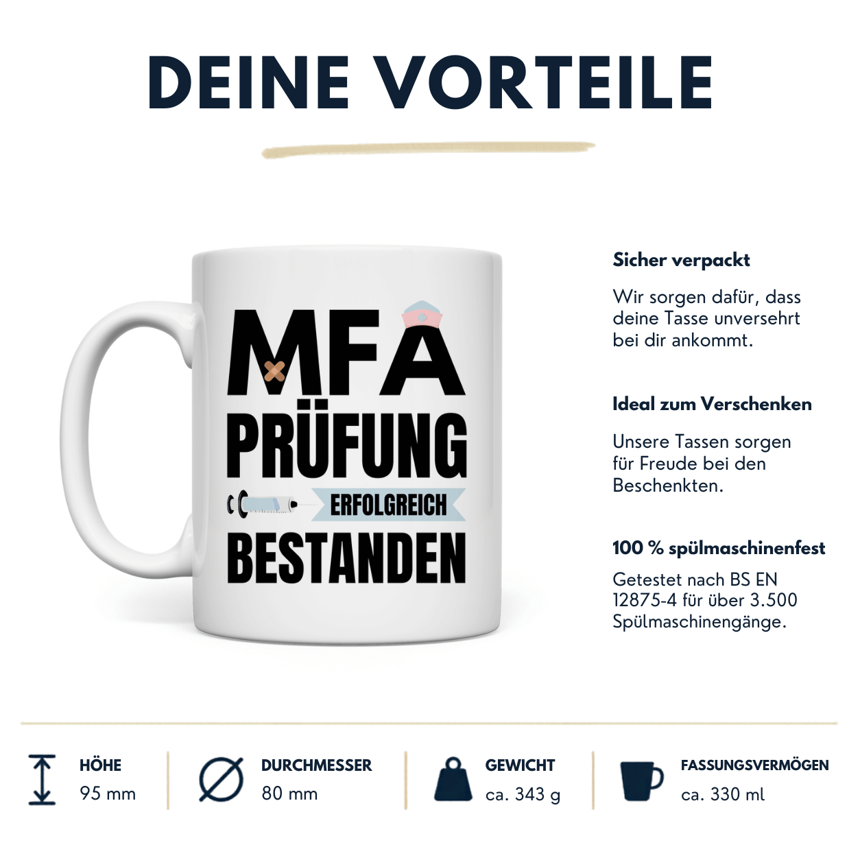 Tasse "MFA Prüfung erfolgreich bestanden" Vorteile