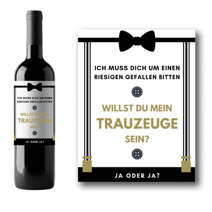 Flaschenetikett "Willst du mein Trauzeuge sein?" (Ja oder Ja)