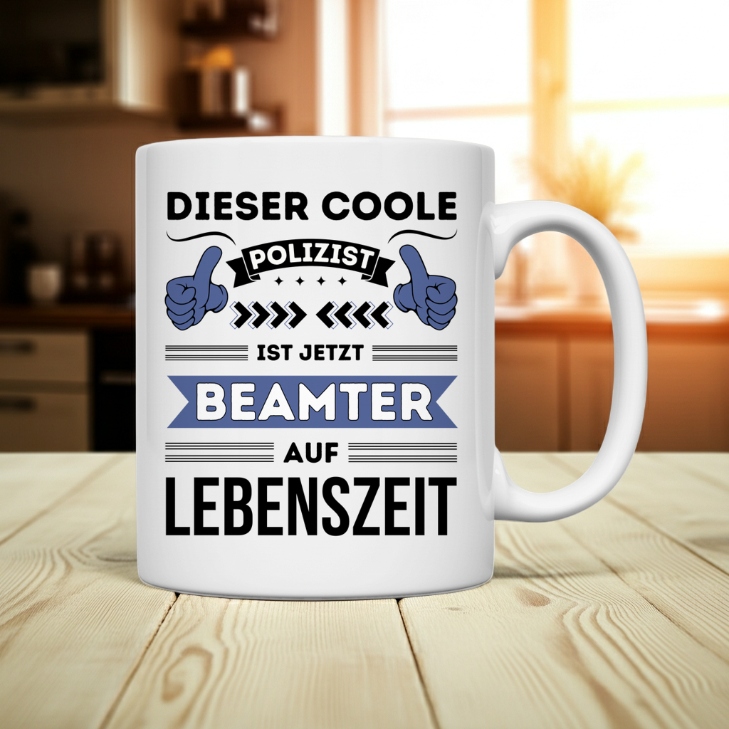 Tasse "Dieser coole Polizist ist jetzt Beamter auf Lebenszeit"